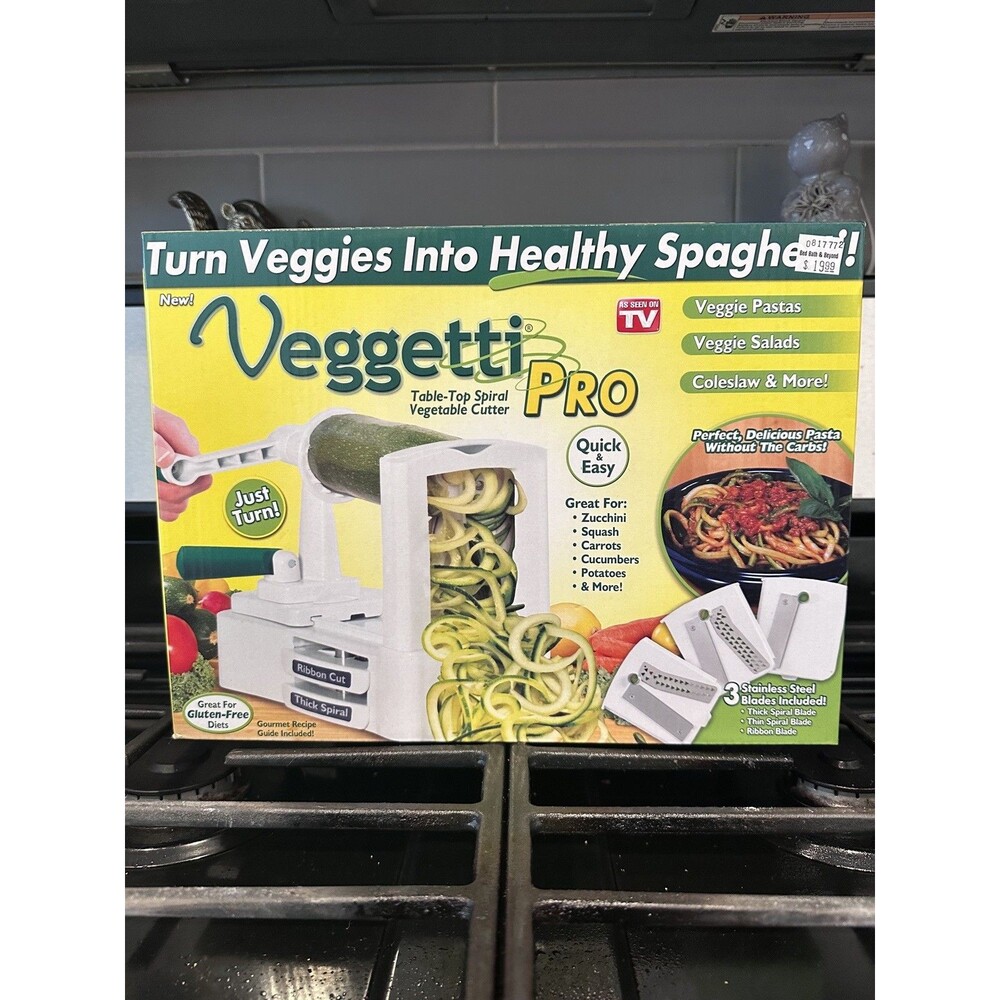 VEGETABLE CUTTER Veggetti Pro TABLE TOP SPIRAL With 3 Stainless Steel Blades